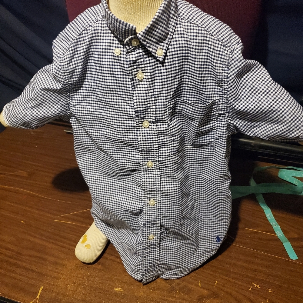 Boy's ralph lauren size 6 multi color check short sleeve Button Down  Shirt EUC